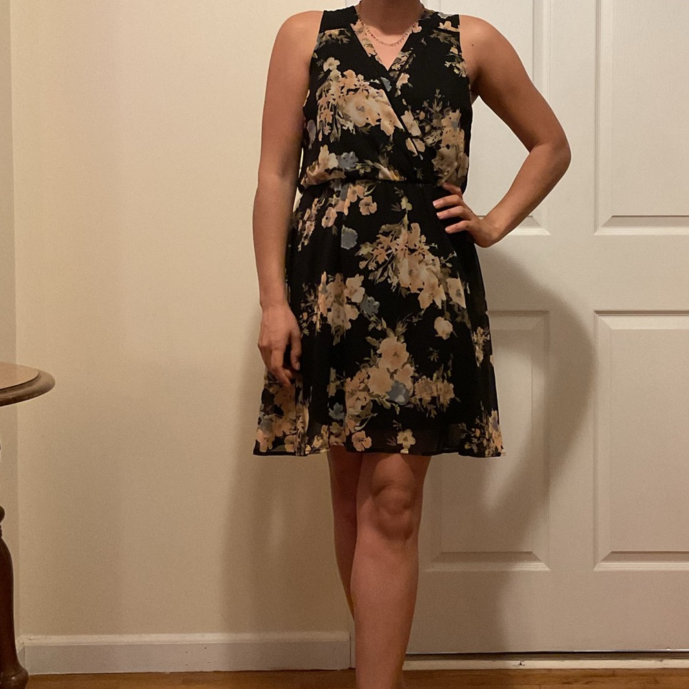 Floral Black and Cream Dress